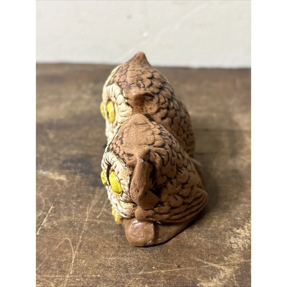 Set Of 2 Decorative Miniature Owl Figurines Ceramic